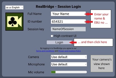 Logging in for a RealBridge session