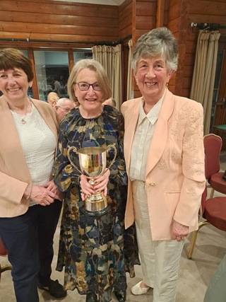 Rachel Dockrell and Ethel Mulhern being presented with the Club Pairs Cup