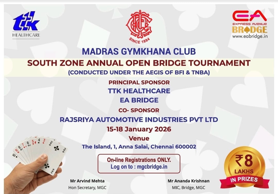 MGC Annual Open Bridge Tournament 2026  -  South Zone Ranking Event
