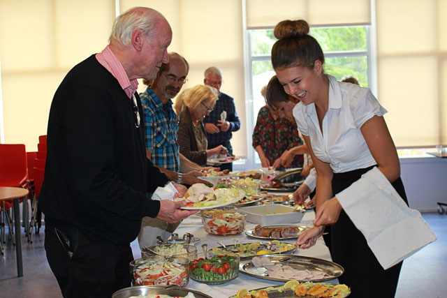 Enjoying the buffet