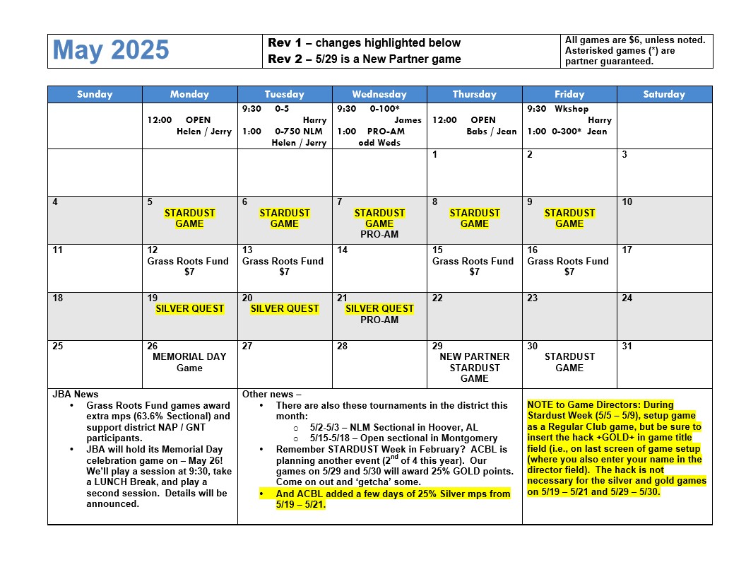 May Calendar