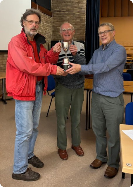 Ada Cup winners: John Davie & Geoff Haigh, Cup presented by Roger Timmins