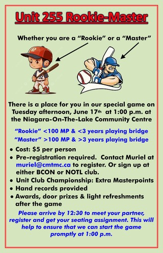 Rookie Master Game, June 17 at NOTL
