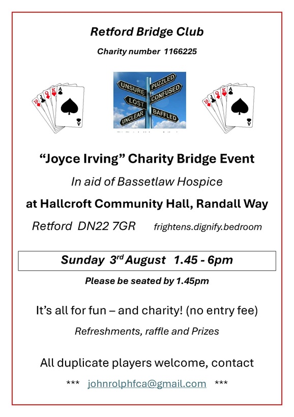Joyce Irving Charity Bridge Event 2025