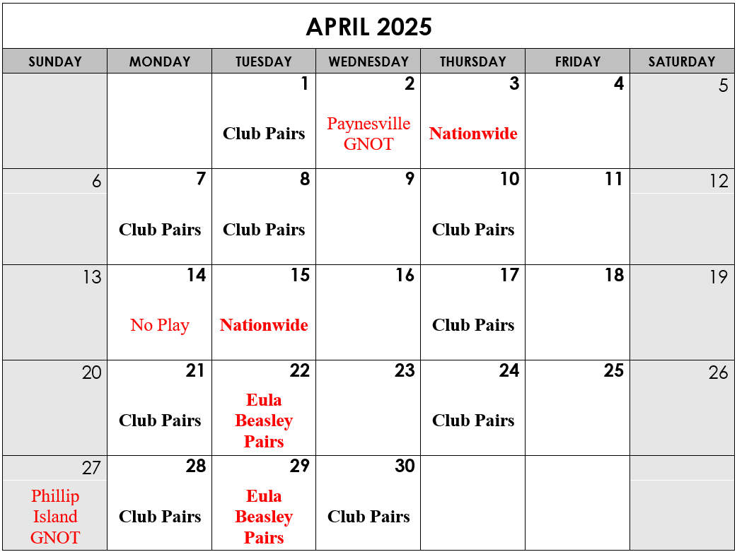 2025 April Calendar