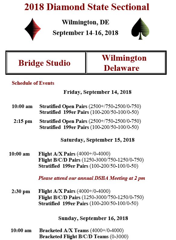 NEXT UP! DIAMOND STATE SECTIONAL  SEPT 14-16